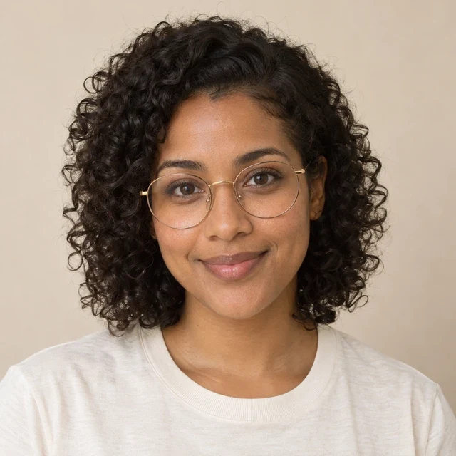 With glasses, before the effect