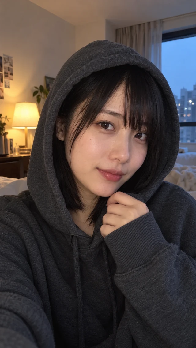 A hoodie portrait, before the effect